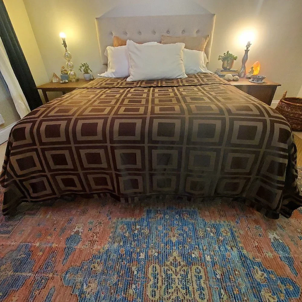 Queen Size Geometric Duvet Cover - Brown